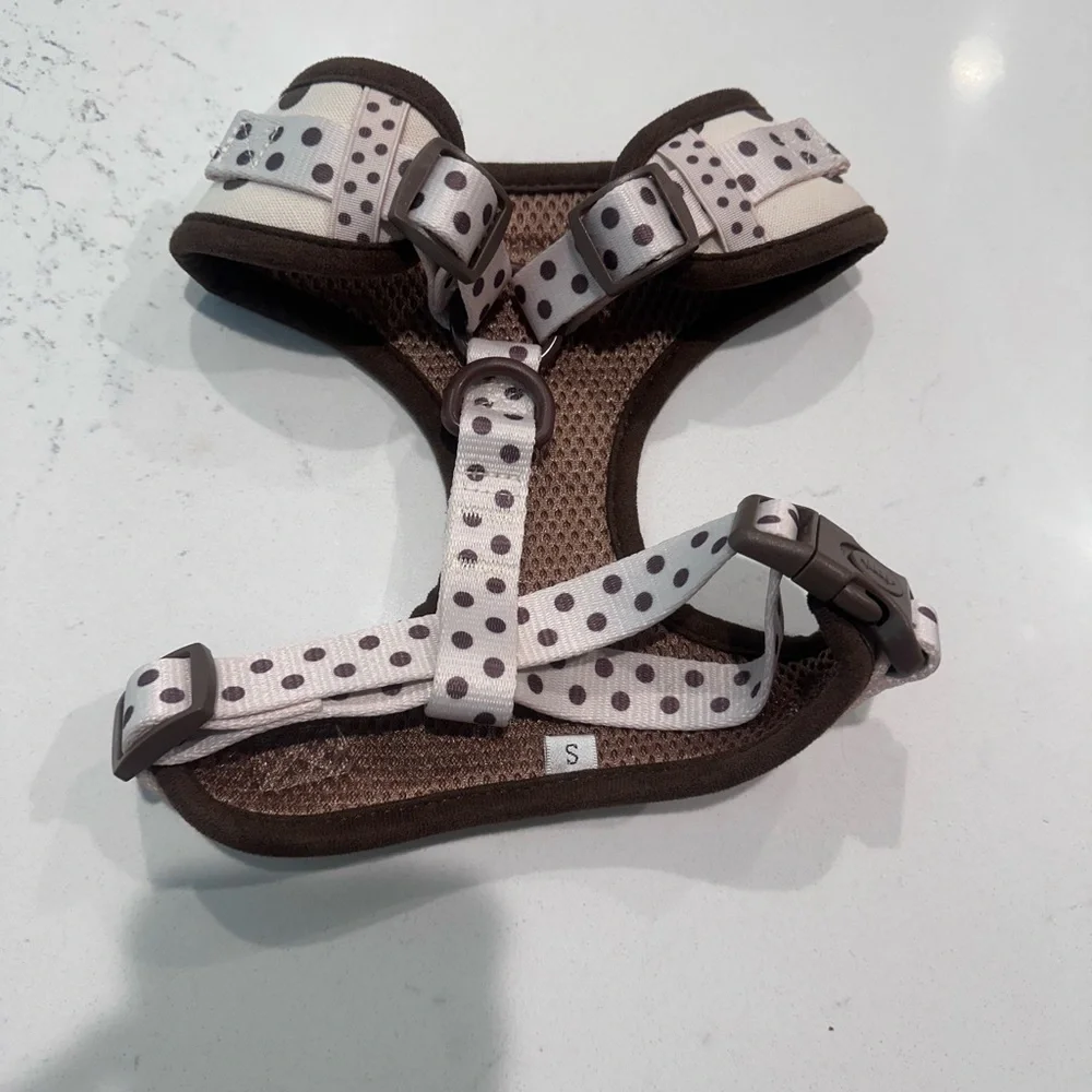 Cocopup Polka Dot Dog Harness - Cream with Brown Dots